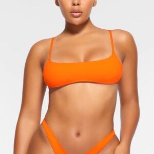 NWT SKIMS Recycled Micro Scoop Bikini Top & Mid Waist Bottom In Orange